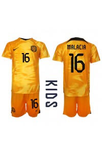Nederland Tyrell Malacia #16 Babytruitje Thuis tenue Kind WK 2022 Korte Mouw (+ Korte broeken)